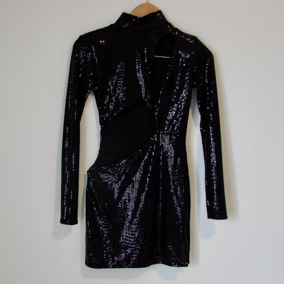 EGO Black Sequin Cut Out Mini Dress Holiday Party BRAND NEW WITH TAGS NWT NEW 8 - Picture 8 of 16